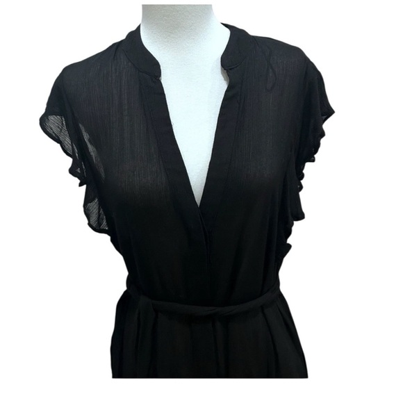 Modern Citizen Maxi Dress Button Down Tie Front Black Women's Size Medium V Neck - Picture 2 of 6